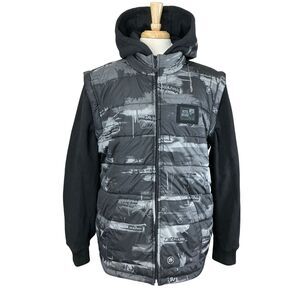 Vintage Metal Mulisha Puffer Jacket Sweatshirt Hoodie XL All Over Print AOP Y2K